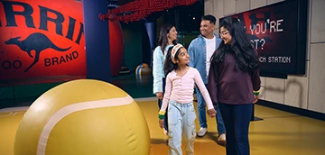 Family explores the sports museum