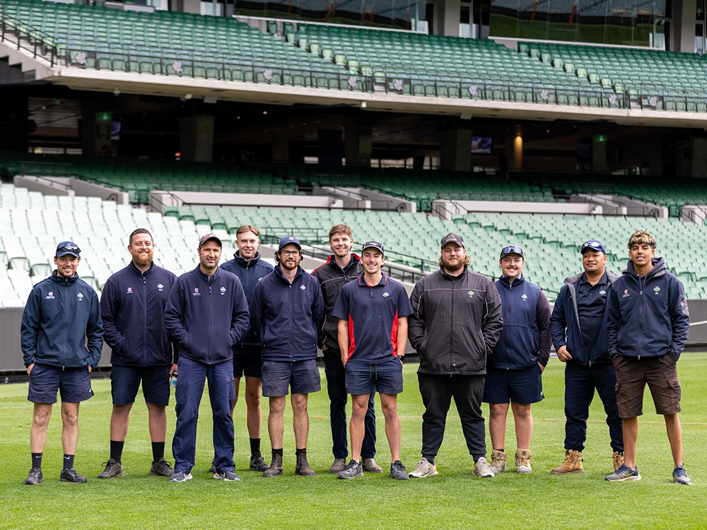 The MCC MCG Arenas team on the MCG turf