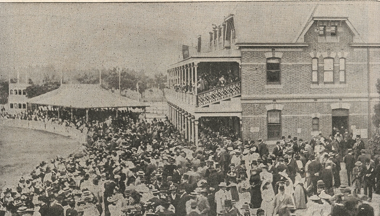 A historical photo of the MCC Members' Pavilion