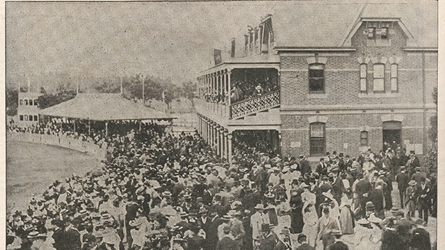 A historical photo of the MCC Members' Pavilion