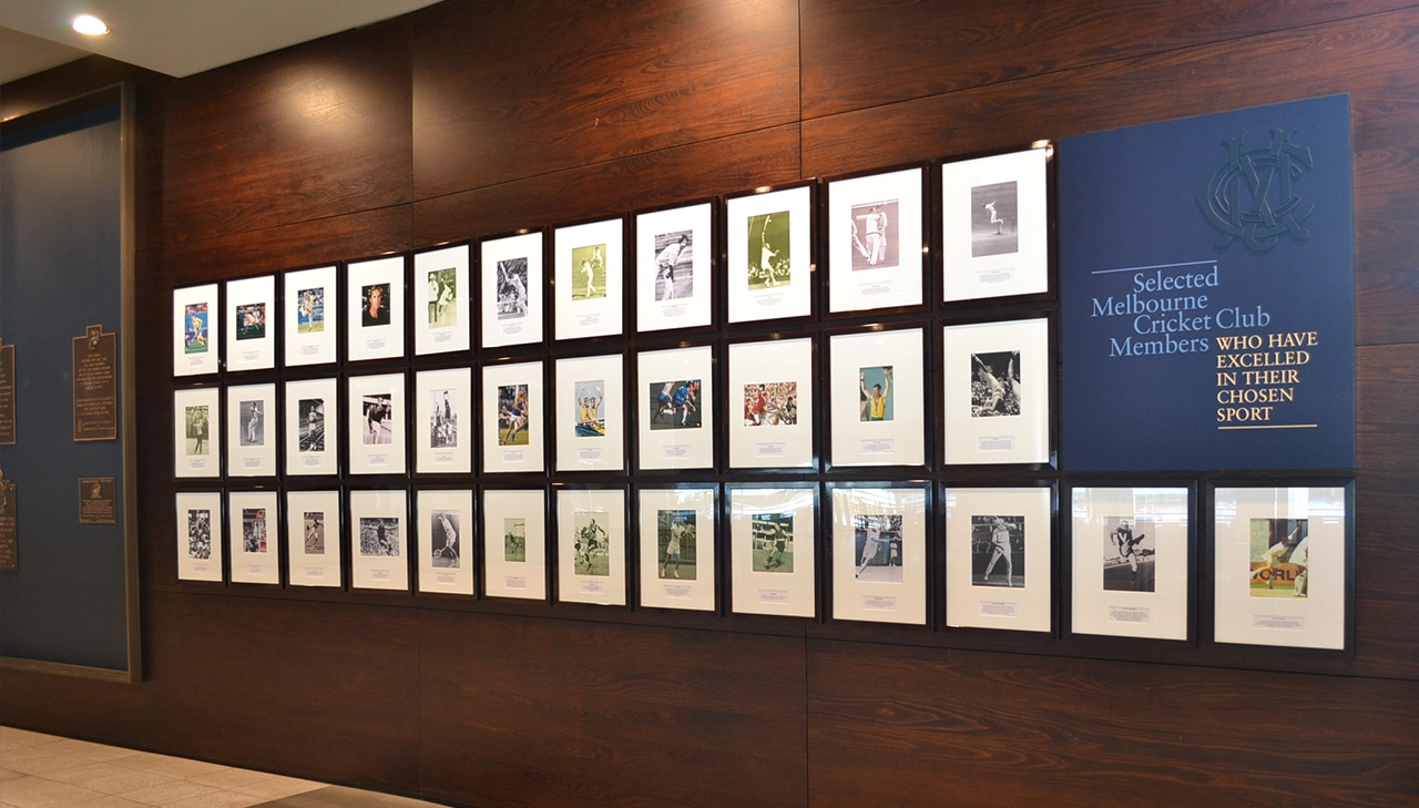 The MCC Wall of Excellence inside Gate 2 at the MCG