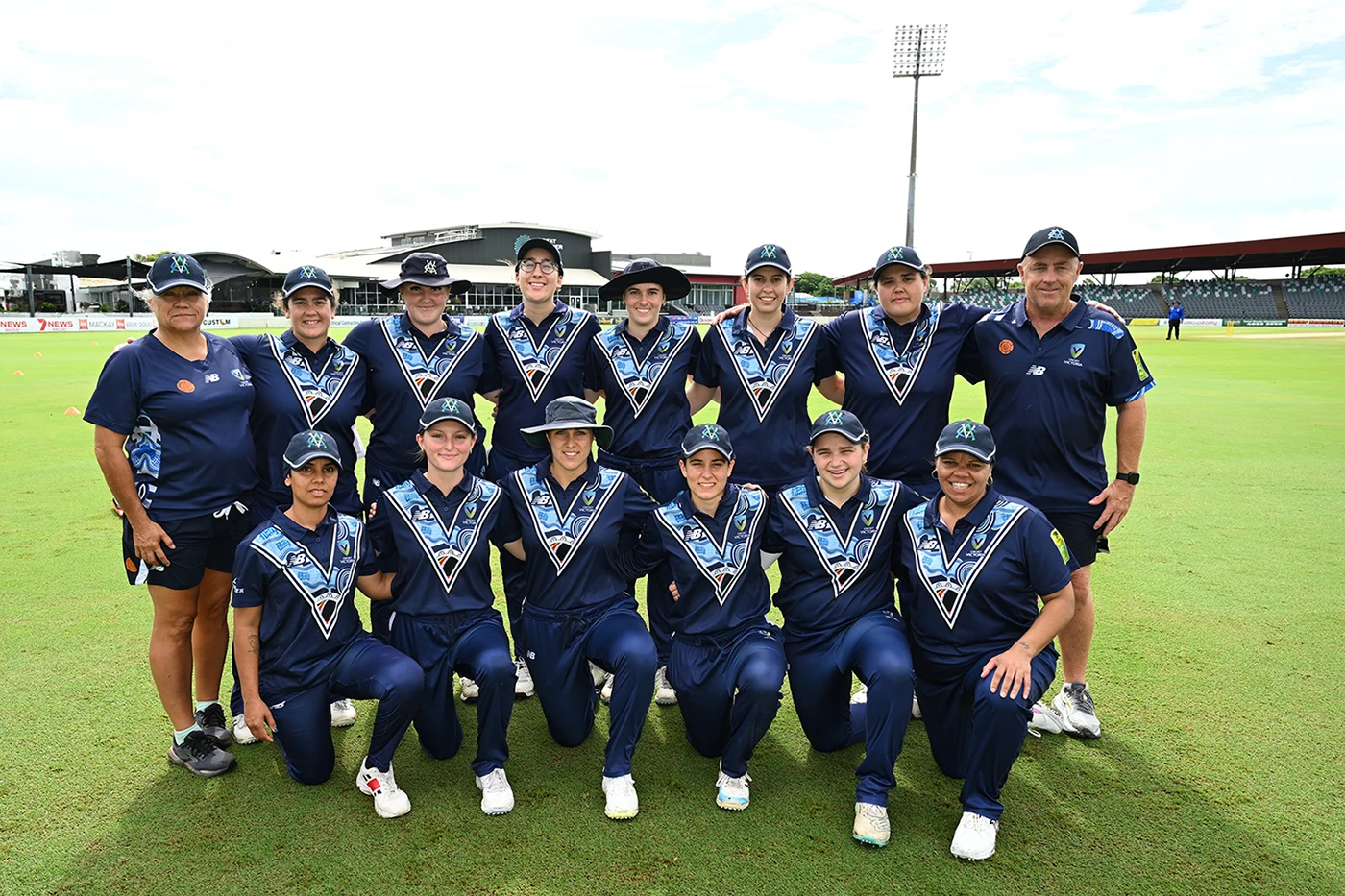 Victoria’s Indigenous Women’s cricket squad team photo with coaches