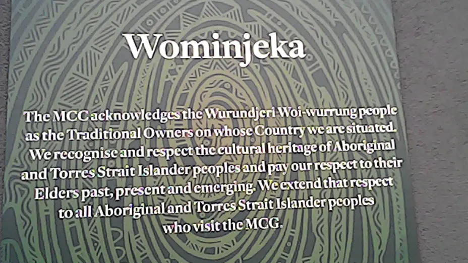Wominjeka and acknowledgement plaque by the MCC