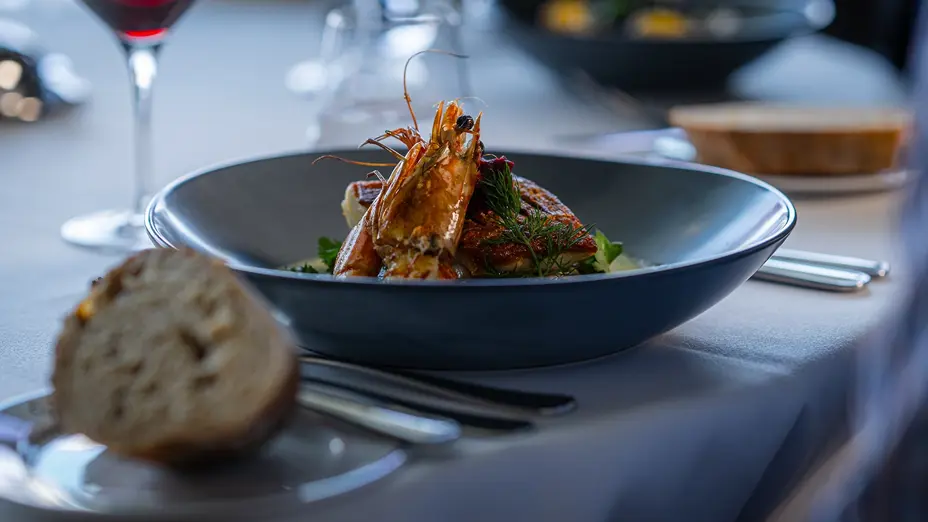 A prawn dish served in the Committee Room by Grossi