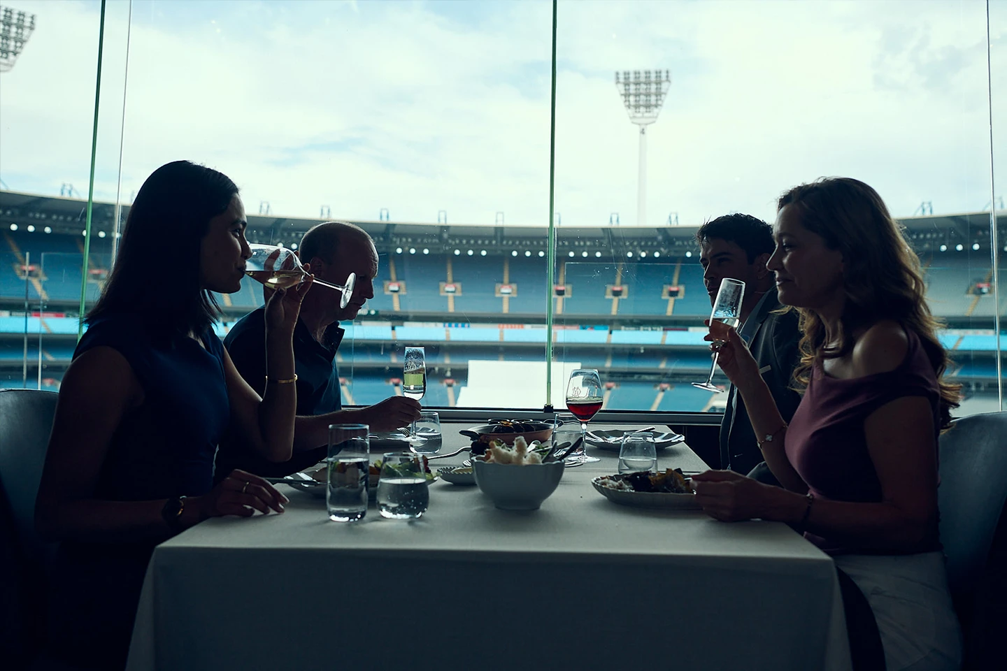 A view out to the MCG arena from the Committee Room Restaurant on Level 2 of the Members' Reserve