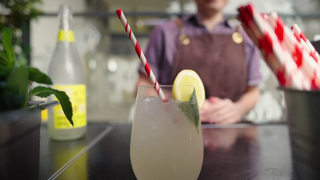 Serving a lemon spritz