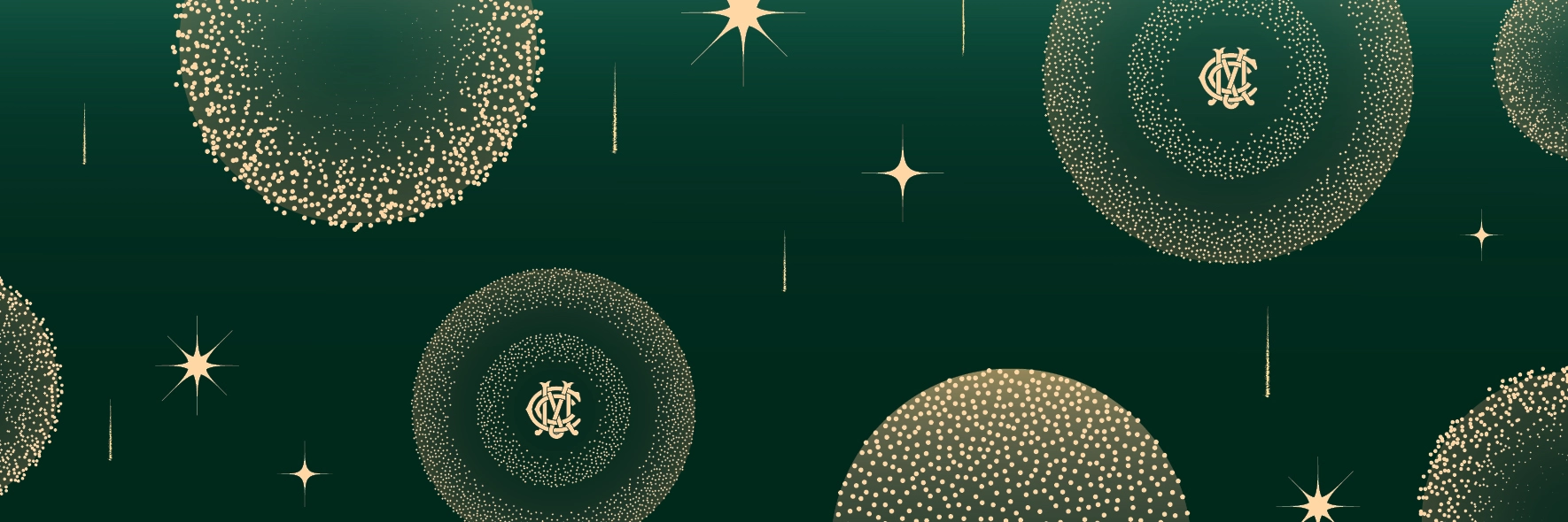 A gold Christmas design on a green background