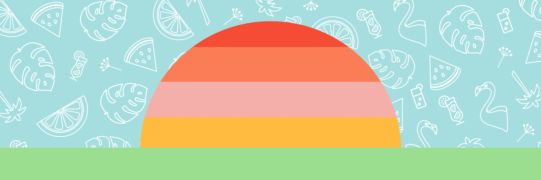 Decorative summer motif with sunset and pool theme