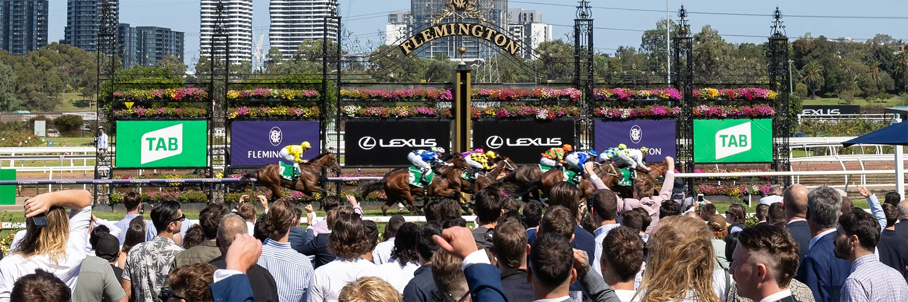 Patrons at Flemington Race course finish line